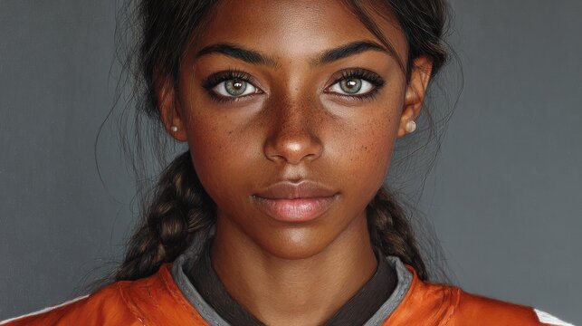 Portrait of a female high school flag football player - Powered by Adobe