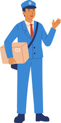 Friendly Postman Waving Hand

