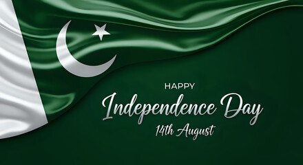 Celebrating Pakistan Independence Day with a stunning flag and festive background, conveying national pride and patriotism for this special occasion.