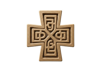 Fototapeta premium Ornate Golden Cross Christian Symbol of Faith Spiritual Texture PNG