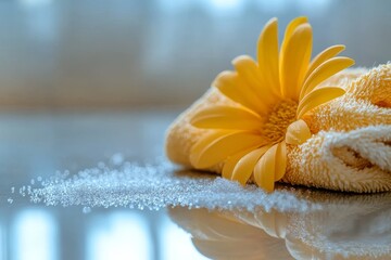 Woman cleaning the table surface with a towel and spray detergent, keeping her home tidy and clean, Generative AI