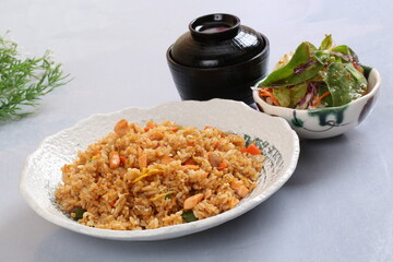 food, japanese cuisine, delicious, salmon fried rice