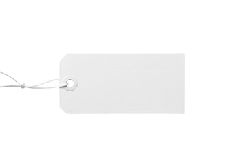 Isolated White Tag Blank Cardboard Label with String on Transparent Background