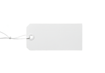 Isolated White Tag Blank Cardboard Label with String on Transparent Background