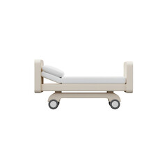 Medical Bed Illustration Beige Color Wheeled Hospital Bed Equipment