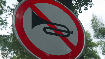 No Honking Traffic Sign Indicating Sound Restriction