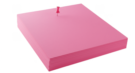 Pink Note Paper Stack with Pushpin 3D Render Transparent Background