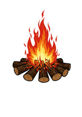Pixel Art Campfire Bonfire Warm Fire Wood Flame Heat Isolated Glow