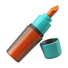 3d rendered orange lipstick with teal cap