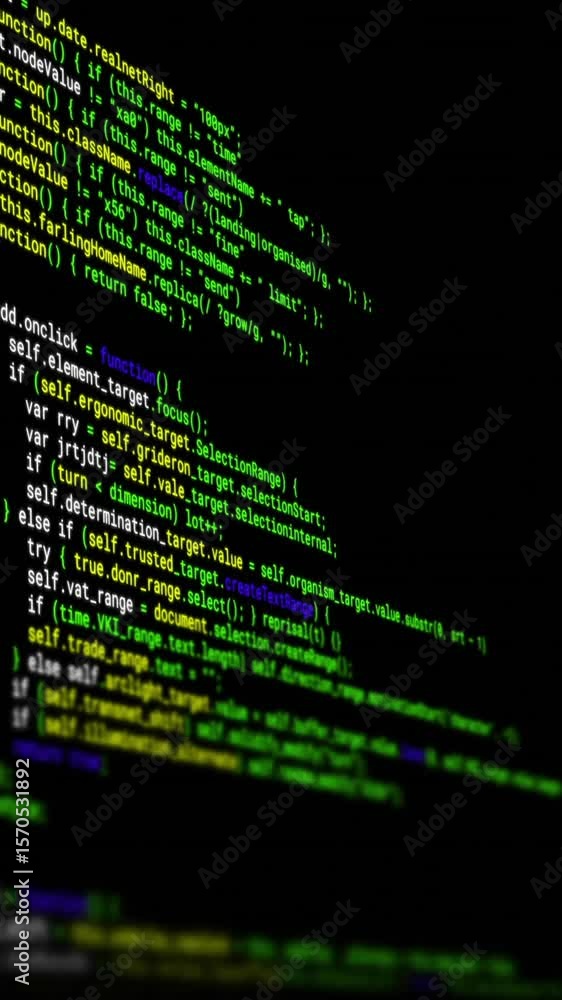 Poster animation of digital data processing over black background
