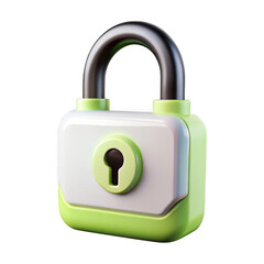 3d rendered stylized padlock with vibrant green accents