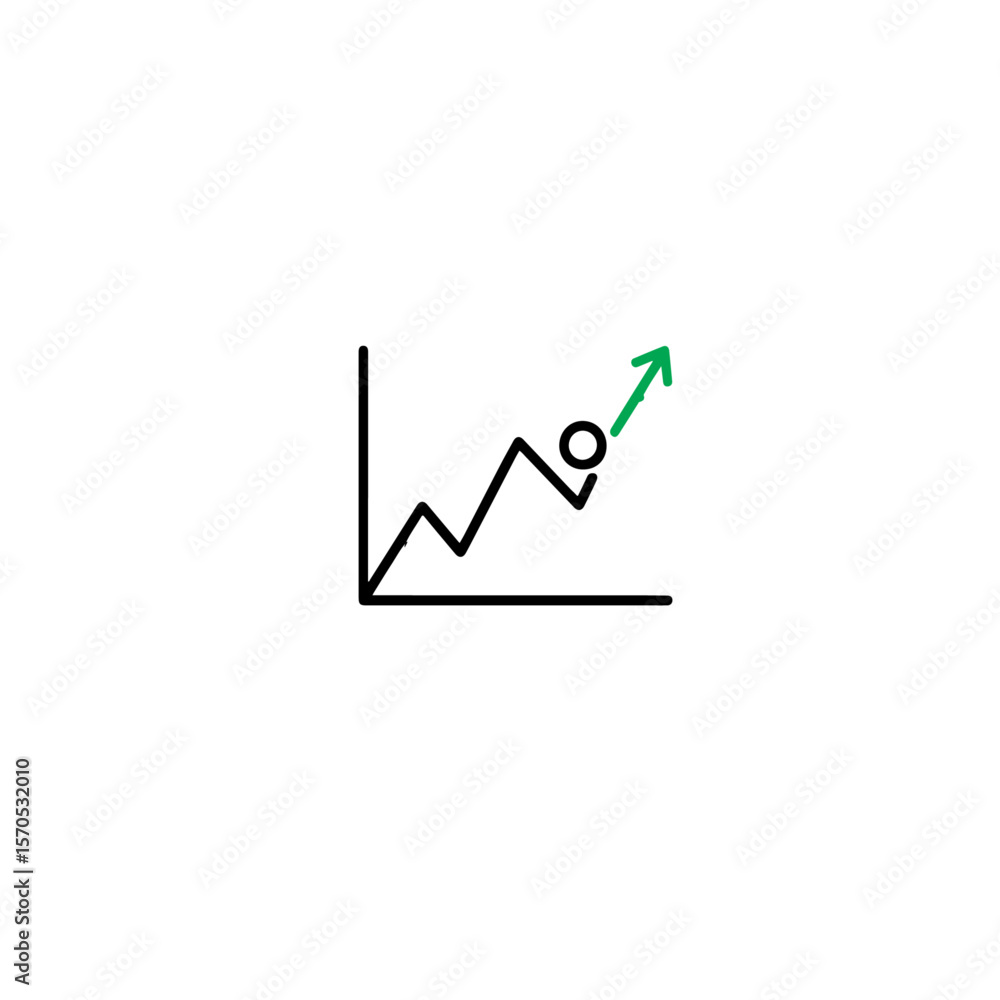 Poster a simple line graph showing an upward trend with a green arrow icon