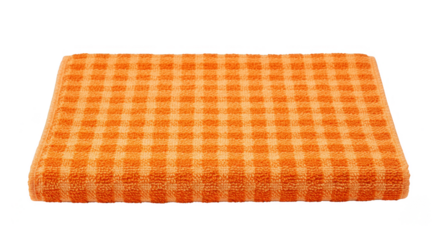 Orange Terrycloth Towel Transparent Background with Square Waffle Pattern