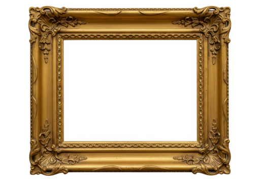Ornate Gold Frame Vintage Picture Empty Isolated Background