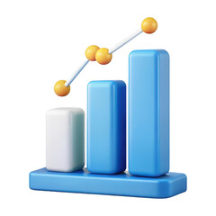 3d rendered bar chart with upward trend line