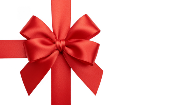 Red Ribbon Bow for Gift, Transparent Background Holiday Decoration