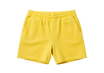 Pair of Yellow Sport Shorts with Elastic Waistband on Transparent