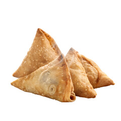 Golden brown samosas appetizer snack food isolated on transparent background