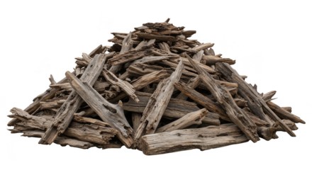Pile Of Wooden Cut Tree Branches Material Isolated Background