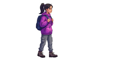 Pixel Art Character Woman on Travel with Transparent Background
