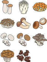 キノコのアイコンセット