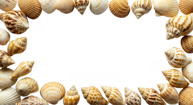 Seashells Frame PNG Isolated Transparent Background Shells Texture