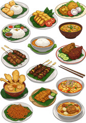 Pixel Art Illustration of Asian Food Transparent Background Collection
