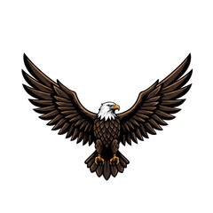 Obraz premium Pixel Art Illustration of Brown Eagle Flying Wing Freedom