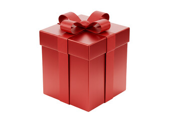Obraz premium Shiny 3D Red Gift Box with Ribbon Bow Transparent Background