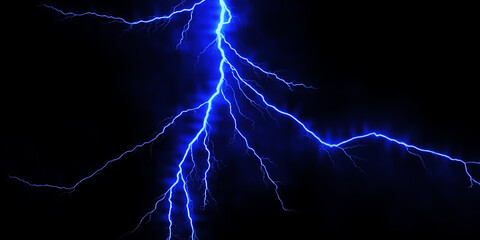 A striking image of a blue lightning bolt against a stark black background display