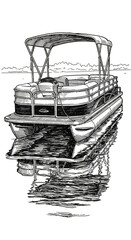 Pontoon Boat Illustration Recreation Watercraft Summer Lake River