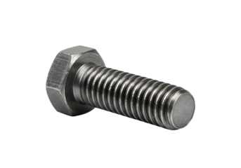 Silver Metallic Bolt on a Black Background with Sharp Threads