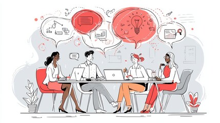 Team communication abstract concept vector illustration set. Meeting and brainstorm, online meetup, corporate presentation, creative ideas and solutions, teamwork, conference call abstract metaphors.