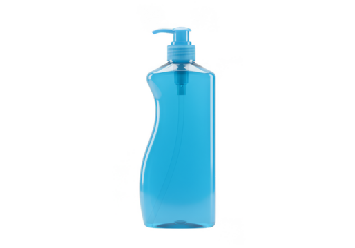 Plastic Blue Bottle Pump Liquid Soap Transparent Background