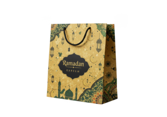 Ramadan Paper Bag Gift with Shopping for Eid Festival Celebration PNG