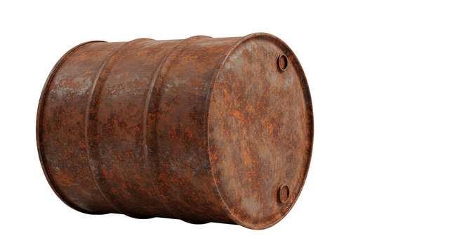 Realistic Image of Rusted Metal Barrel Old Dirty Grungy Container