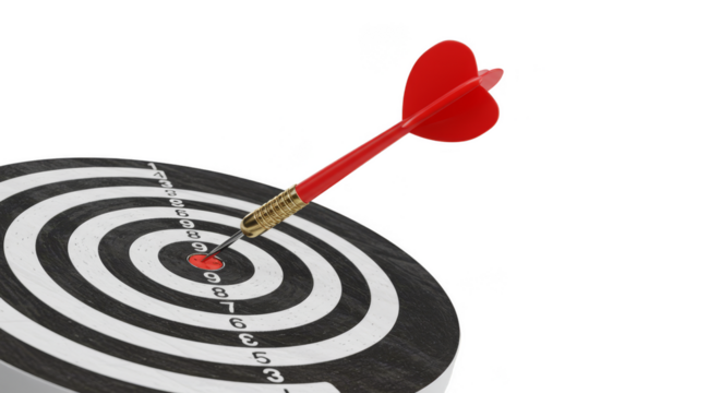 Isolated Dart Hit Bullseye Target Accuracy with Transparent Background