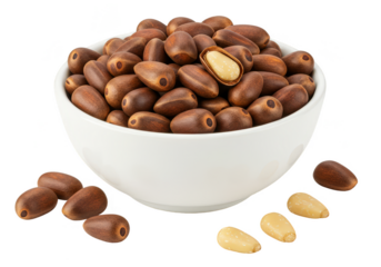 Sugared Almonds In White Bowl Isolated Sweet Snack On Transparent