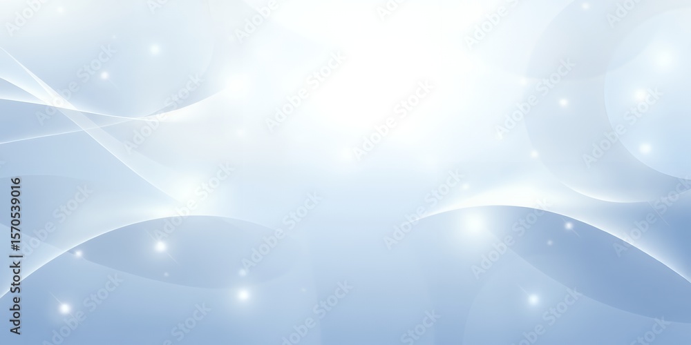 Poster abstract light blue background with wavy lines and glowing dots creating a soft feel