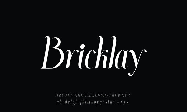 Attractive elegant Bricklay Demo Italic serif alphabet display font vector with ligature style