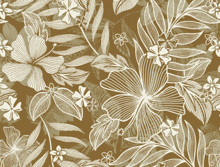 Elegant Floral & Leaf Pattern with Artistic Texture