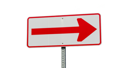 Right Direction Arrow Sign Red and White Isolated Illustration