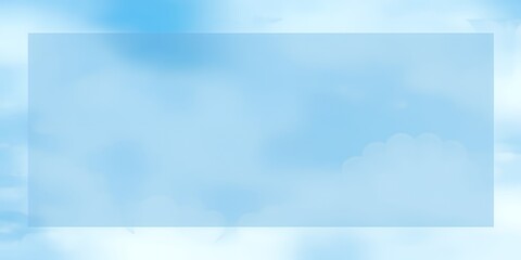 A light blue background with a rectangular frame and faint cloud like patterns inside
