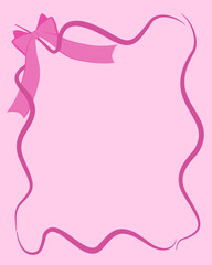 Pink frame with a bow and ribbons.