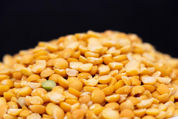 Pigeon pea, Split Chickpeas or Gram pulse seeds Perfect for recipe, catalogue, design element, or any commercial purposes isolated on background.