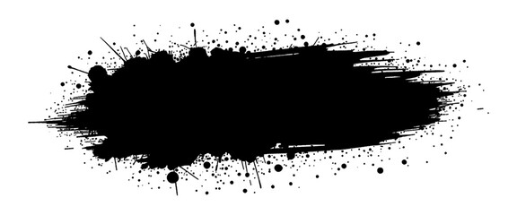 Vector black in splash paint brush strokes grunge distressed
