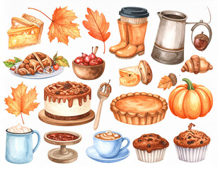 秋　生成AI　水彩　アイコン