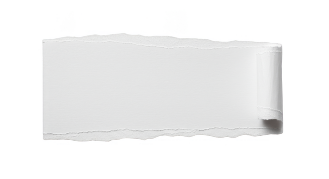 Torn White Paper Texture Scrap Edge Sheet on Transparent Backdrop