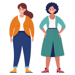 Obraz premium Two diverse women standing confidently together in casual outfits