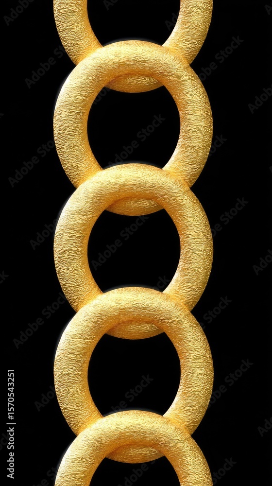 Poster gold interlocking circular chain pattern on black background